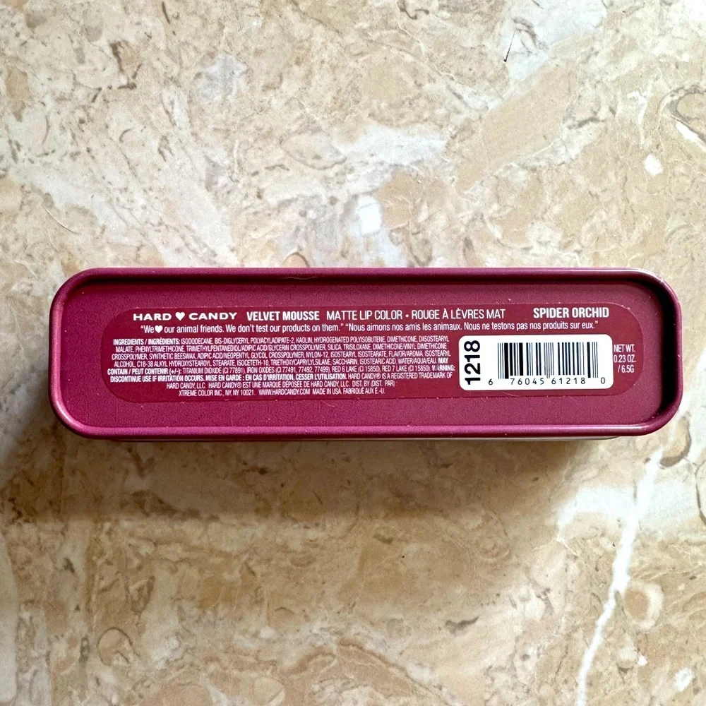 Hard Candy Velvet Mousse Matte Lip Color Tin, 1218 Spider Orchid, .23 oz
